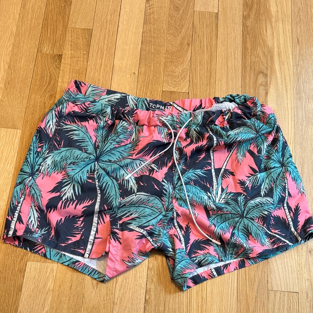 Topman Tropical Palm Tree Swim Shorts